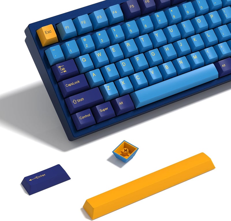 KBDiy Nautilus PBT Double Shot Keycap Set,176 Keys Blue Purple Custom Key Cap Keycaps 60 Percent Cherry Profile Keycaps for 61/64/68/84/87/100/104/108 Mechanical Keyboard - Image 1